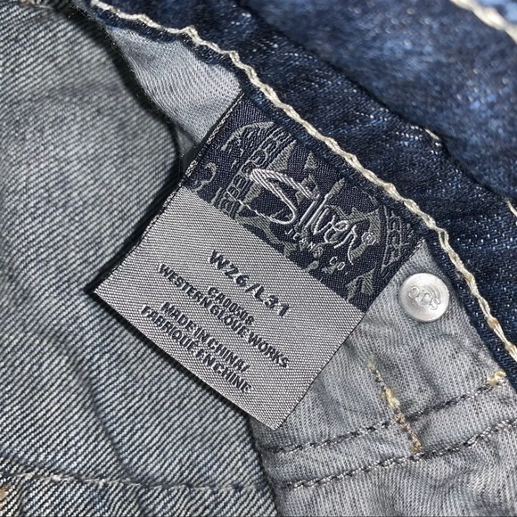 Silver twisted jeans bootcut 26x31 dark wash contrast stitch - Picture 6 of 7